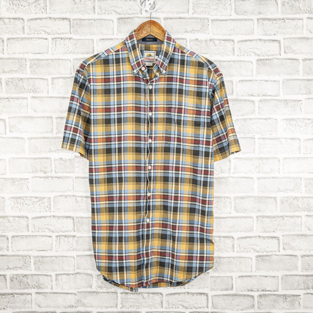 Pendleton Surf Short Sleeve Seaside Button up Shirt plaid Medium